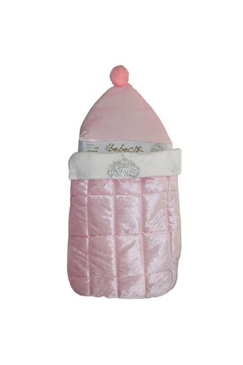 bebegen Pink Crowned Pearled Girl Baby Swaddle