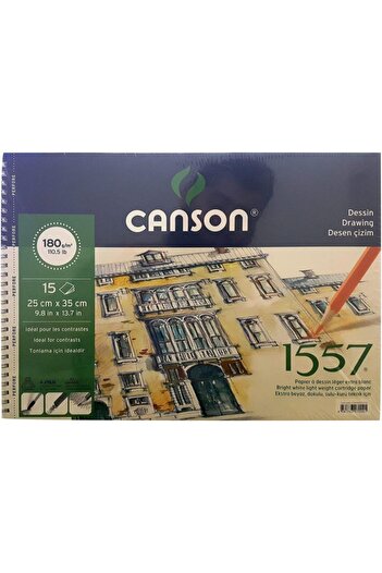 Canson 1557 كتلة الرسم والرسم 180 جرام 25x35 سم 15 ورقة لوحة رسم حلزونية Fcns180152535