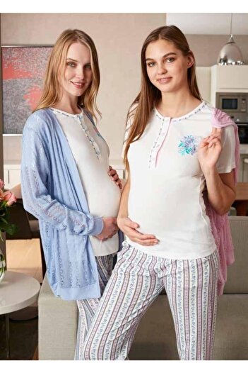 Feyza Pijama Feyza 2229 3'lü Lohusa Pijama Takımı