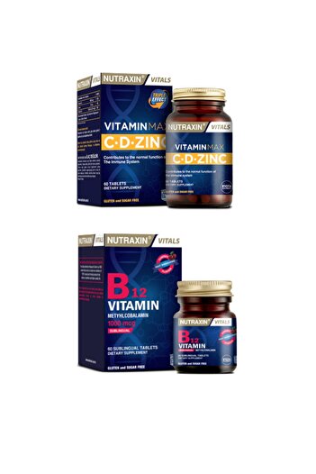 Nutraxin VitaminMax-VitaminC and D and Zinc Supplement 60 Tablets +VitaminB12 1000mcg 60 Languages