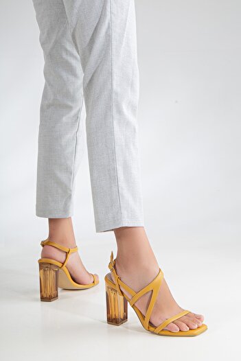 LİLLA Women's Transparent Colored Heel Strap Shoes