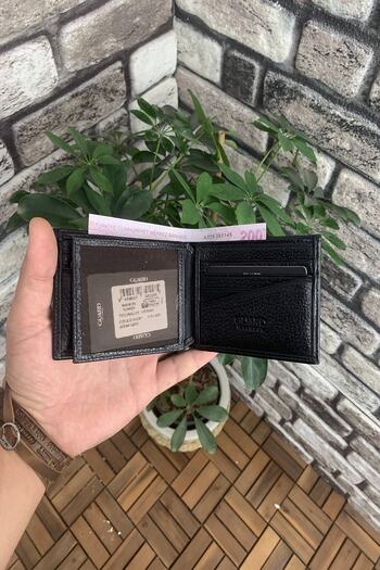 GUARD Pisotlu Siyah Hakiki Deri Yatay Erkek Cüzdanı
