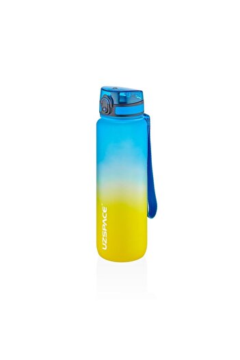 Vagon Uzspace 1000 Ml Motivation Water Bottle Double Color Tritan Water Bottle Blue Yellow Bpa Free