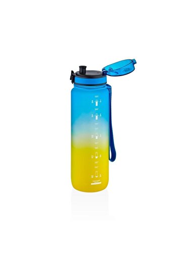 Vagon Uzspace 1000 Ml Motivation Water Bottle Double Color Tritan Water Bottle Blue Yellow Bpa Free