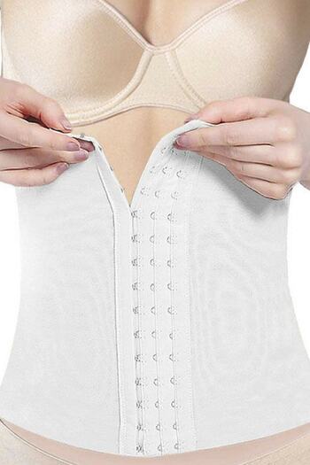 Elite Life Women's White Agraphed Waist Corset000886 Size M