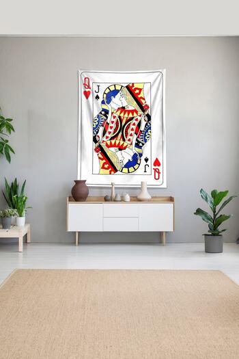 on the clouds Multicolored Joker And Queen Playing Cards Stain Resistant Velvet Fabric Wall Cloth Wall Carpet Tapestry