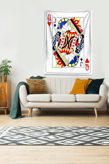 on the clouds Multicolored Joker And Queen Playing Cards Stain Resistant Velvet Fabric Wall Cloth Wall Carpet Tapestry