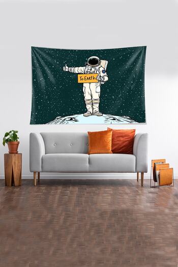 Pelangi Tapiserie de perete din țesătură din catifea cu model astronaut verde