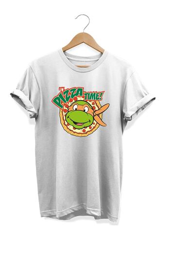 remonz Food Series Ninja Turtles Pizza Printed 100% Cotton Plus Size T-Shirt