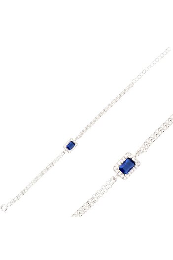 Silveranka 925 Ayar Gümüş Safir Baget Takı Seti