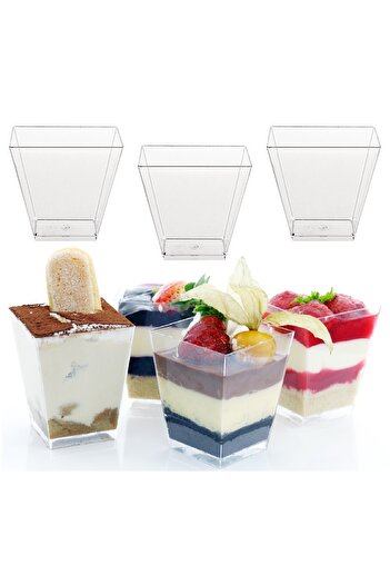 Partimarka 10 Pieces Sweet Plastic Cubic Presentation Bowl