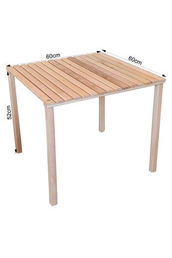 Exent Ahşap, Balkon Bahçe Plaj Piknik Sehpası, Mini Masa-60x60 Yükseklik: 50 Cm