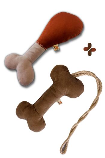 UTDpet Chicky Sound Bone Dog Toy + Bestie Traction Bone Dog Toy