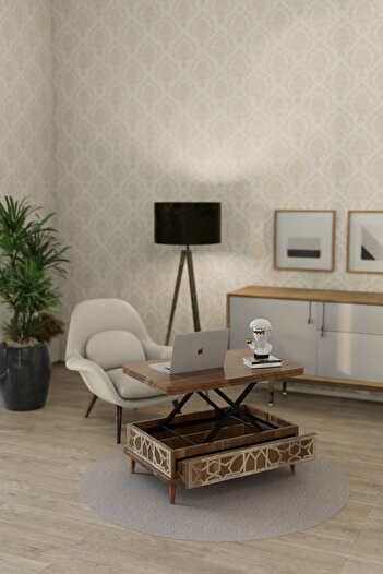 kolexonline Rosa Sihirli Masa Çalışma Masası Yemek Masası Yer Sofrası Ceviz Renk