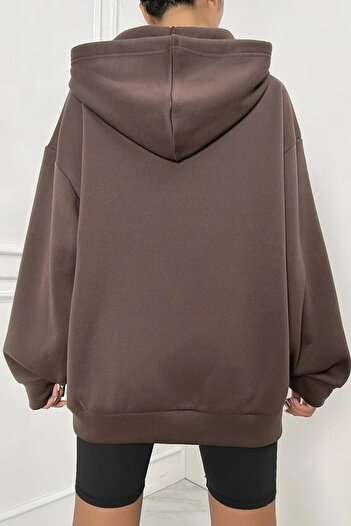 MODAGEN Unisex Brown New York Printed Oversize Ζακέτα