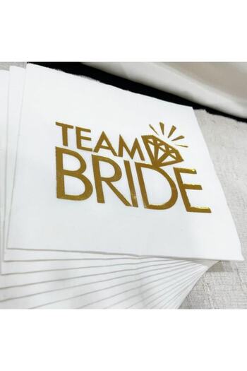 Happyland Set of 16 Gold Team Bride Printed Gilded Napkins