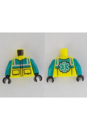 LEGO Original Moc Custom Minifigure Minifigure Body Torso Neon Yellow Reflector Health Care Worker Doctor