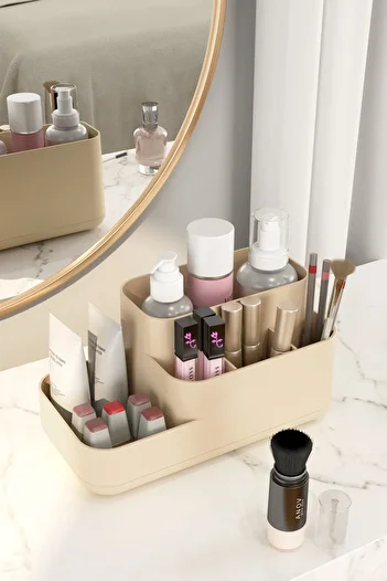 DOVİHOME Elanor Makeup and Cosmetics Organizer Cream
