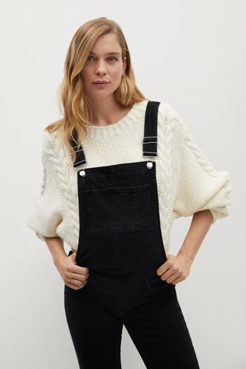 MANGO Woman Dámská černá džínová kombinéza87072520