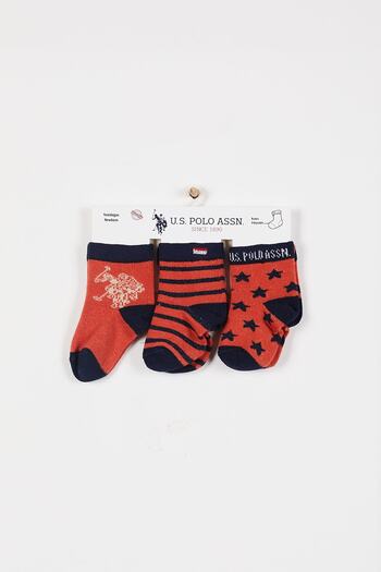 U.S. Polo Assn. Лицензирани шарени кафяви бебешки чорапи за момче