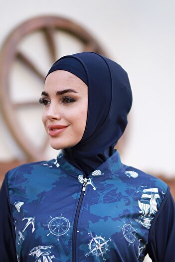 Remsa Mayo Swimmer Scarf Pool Sea Scarf Navy Blue