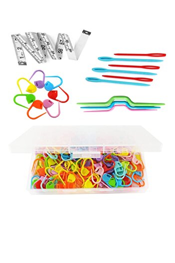 hodbehod 200 Pieces Stitch Stabilizer Rope Holder Plastic Safety Pin Plastic Knitting Needle Boxed Set