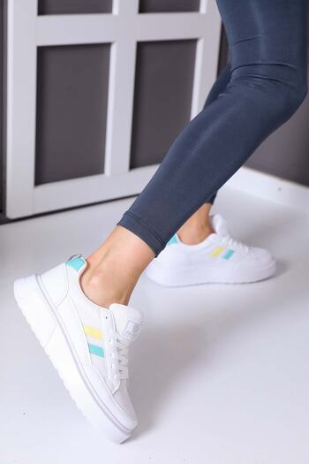 en7 New White Green Women's Sneaker 0151 Model 440583