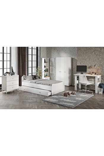 WENCE Selen Çocuk Odası Takımı Beyaz - 5 Parçalı Tamamı 1. Kalite Mdf