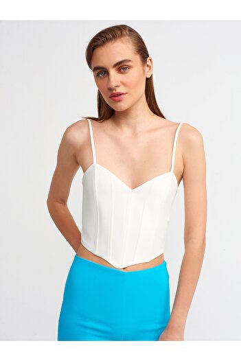 Dilvin 20137 Strappy Crop Top-ecru