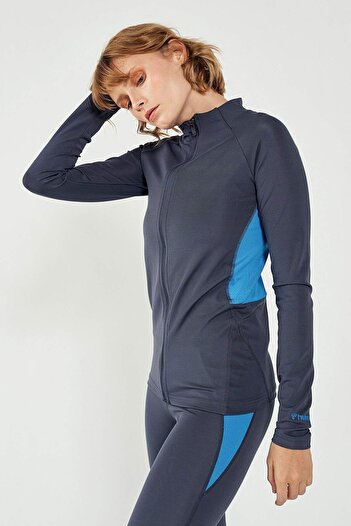 hummel Women's Navy Blue Zipper Sweatshirt