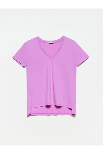 Dilvin Tricou de bază cu decolteu în V liliac 101A03470
