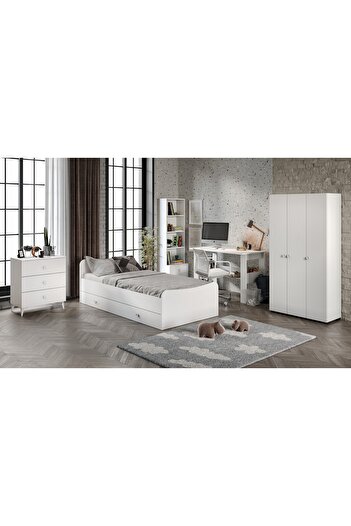 WENCE Selen Çocuk Odası Takımı Beyaz - 5 Parçalı Tamamı 1. Kalite Mdf