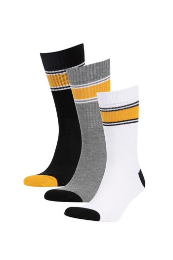 DeFacto Fit Men's Cotton 3-Piece Long Socks