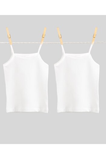 Blackspade Natural Cotton Thin Strap Double Pack Girls Undershirt 1296