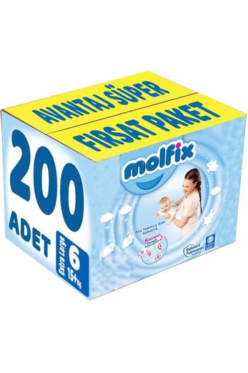 Molfix Baby Diaper Size:6 (15 kg) Extra Large 200 Pieces Advantage Super Deal Pk