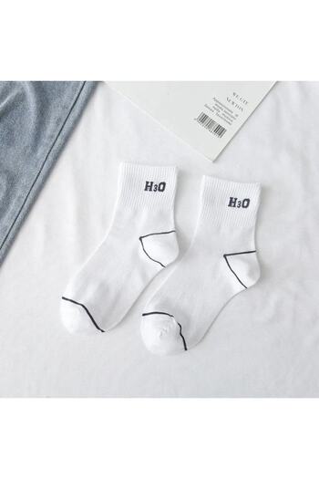 çorapmanya 6 Pairs Half Socks Striped-Unlined / White Unisex College Tennis Socks
