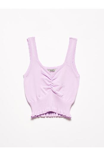 Dilvin Women's Lilac 2650 Drawstring Collar Tank Top 101A02650