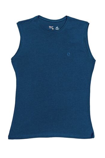 BSM Men's Navy Blue Modal Cotton Crew Neck Sleeveless T-shirt