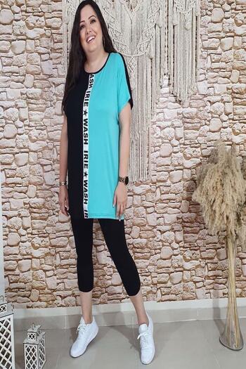 xlargebutik Plus Size Women's Clothing Full Flexible Fabric Blue Tunic