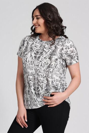 Seamoda Piton Desen Basic Tshirt-ekru-bb