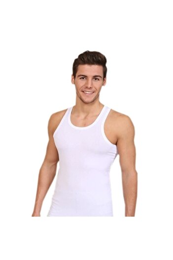 Berrak Pack of 4 1008 Strap Ribbed Men's Undershirt 100% Cotton