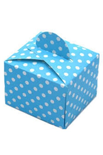 Organizasyon Pazarı 50 Pieces Blue Square Polka Dot Turkish Delight Box - Turkish Delight Bowl