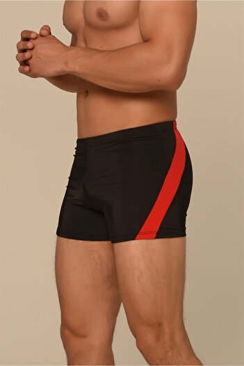 AQUAVİVA Men's Black-dark Blue Shorts Swimsuit with Garnished Legs