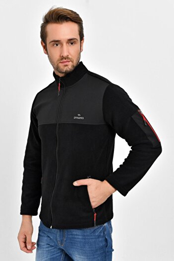 DYNAMO Men's Black Plus Size Zippered Pocket Fleece Jacket