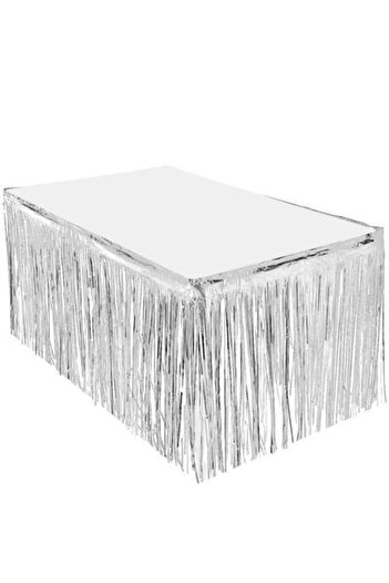 Partimarka Silver Color Shiny Table Skirt