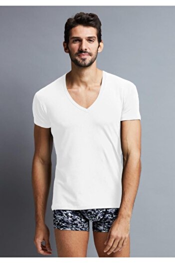 Penyemood 3144 Men's V-Neck T-shirt White