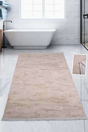 Bonny Home Nova Cream 80x150 cm Βαμβακερή αντιολισθητική βάση βελούδινο χαλάκι μπάνιου Μεγάλο χαλί μπάνιου μαρκίζας