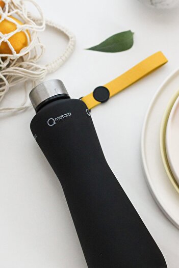 Qmatara Matte Black Glass Flask Premium 750 cc