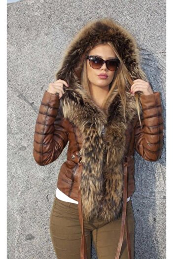 Derimont's Genuine Lambskin Brown Belted Luna Fur Women's Jacket