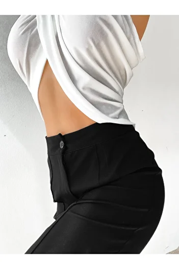 alenmoda Halter Neck Sandy Μπροστινό Shiring Γυναικείο Crop Cross Cut